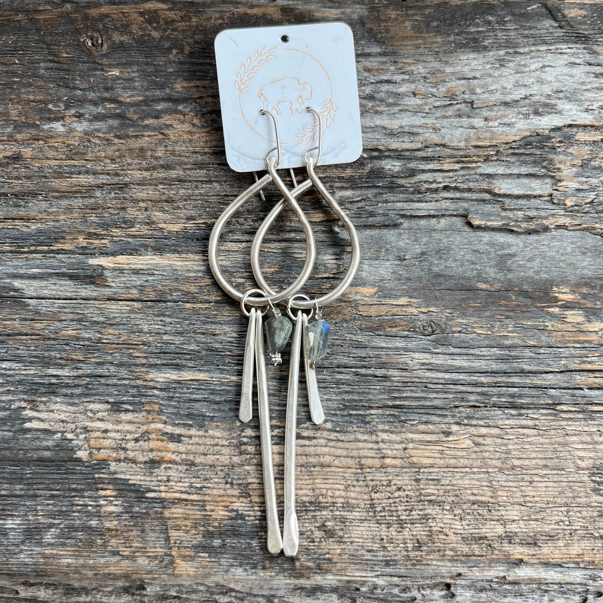 Sheppards Hook - Boucles d'oreilles en argent goutte de pluie labradorite -