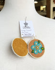 MJ- Metis Large Flower Earrings- Aqua/Brown