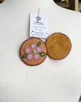 MJ- Metis Large Flower Earrings- Rose/Brown