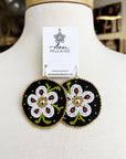 MJ- Metis Large Flower Earrings- White/Black