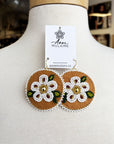 MJ- Metis Large Flower Earrings- White/Brown