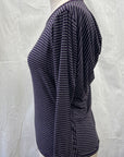 RESALE - Drape Top- S- Eggplant Stripe- RE394