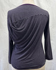 RESALE - Drape Top- S- Eggplant Stripe- RE394