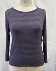 RESALE - Drape Top- S- Eggplant Stripe- RE394