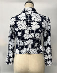 REVENTE - Veston court - M - Floral bleu/blanc - RE448