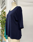 RESALE - Drape Top - Navy/Jade - L/XL- RE601