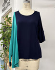 RESALE - Drape Top - Navy/Jade - L/XL- RE601
