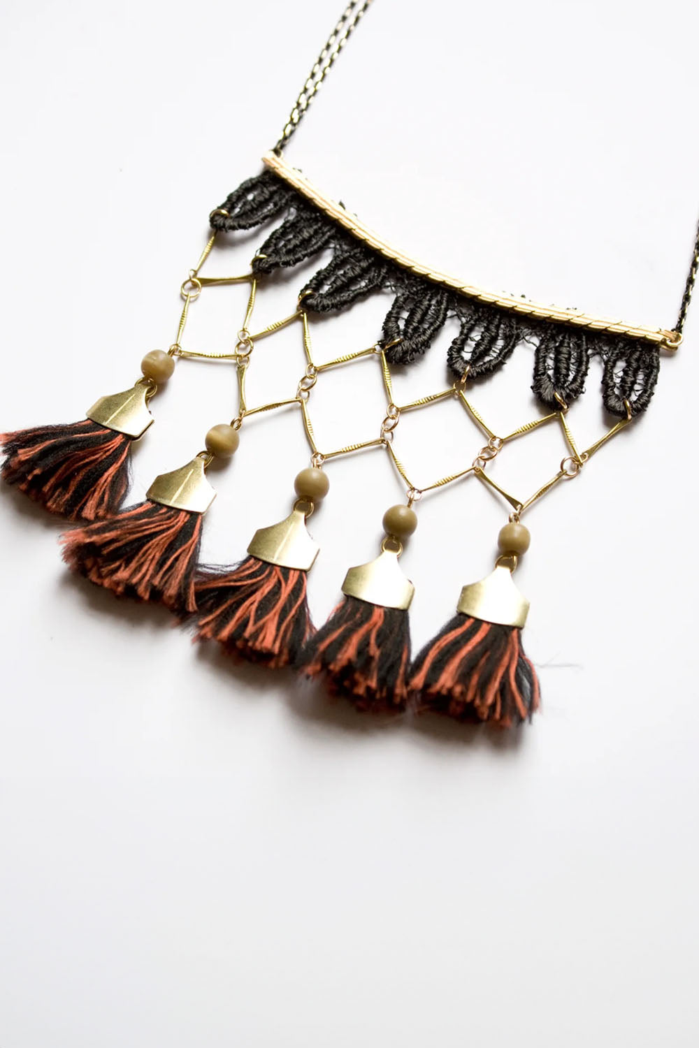 This Ilk - Cali necklace - Black and ember tassels