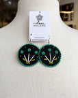 MJ- Quill Flower Earrings - Jade/Black