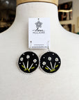 MJ- Quill Flower Earrings - White/ Black