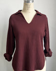 SOLEIL Sustainable Fabric Blouse- Cabernet