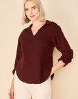 SOLEIL Sustainable Fabric Blouse- cabernet