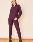SPIRIT FLEECE Pant- Eggplant/ charcoal cuff