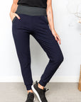 Pantalon Spirit en molleton - bleu marine/ourlet anthracite