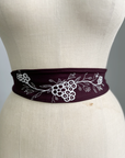 HERITAGE EMBROIDERED Belt- Red River- cream on merlot