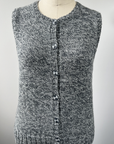 KNITS - Handknit Sweater Vest w/buttons - Grey Sparkle M