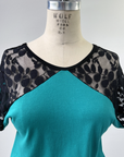 RESALE - Lace Blouse - Jade/ Black - XS/S