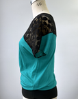 RESALE - Lace Blouse - Jade/ Black - XS/S