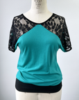 RESALE - Lace Blouse - Jade/ Black - XS/S