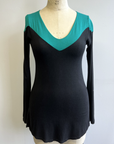 RESALE - Tunic V neck -Blk/Jade - XS