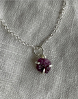 Naked Sage - Mineral Prong Set Raw Stone Necklace (Emerald & Ruby)