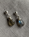 Naked Sage - Linnaea Earrings (London Topaz, Moonstone, Pink Sapphire & Labradorite)