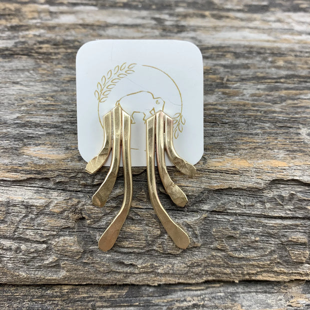 Sheppards Hook - Brass Staghorn Earrings- #124