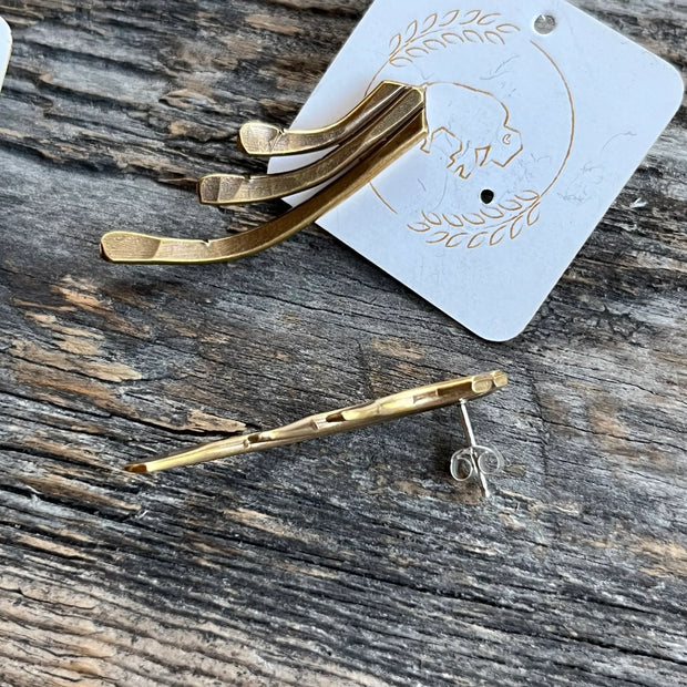 Sheppards Hook - Brass Staghorn Earrings- #124