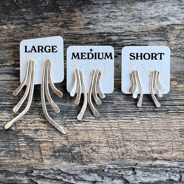 Sheppards Hook - Silver Staghorn Earrings- Medium #127