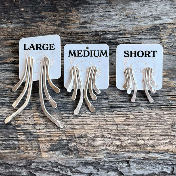 Sheppards Hook - Silver Staghorn Earrings- Short #126
