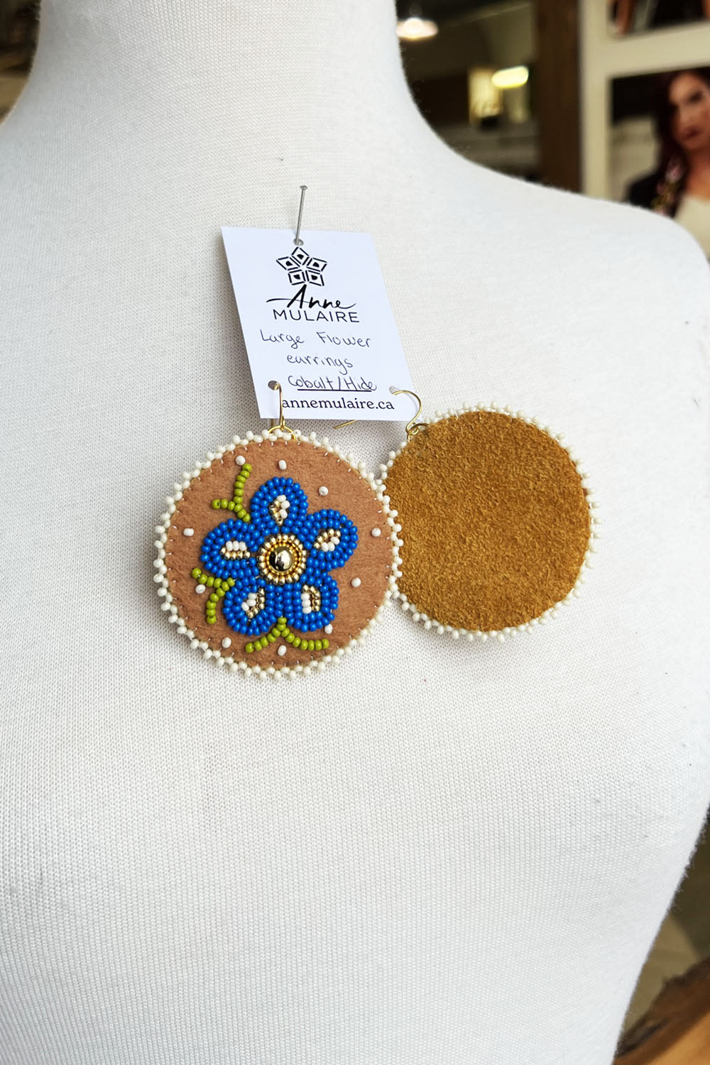MJ- Metis Large Flower Earrings- Cobalt/Brown