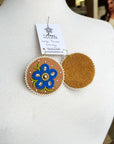 MJ- Metis Large Flower Earrings- Cobalt/Brown
