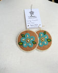 MJ- Metis Large Flower Earrings- Aqua/Brown