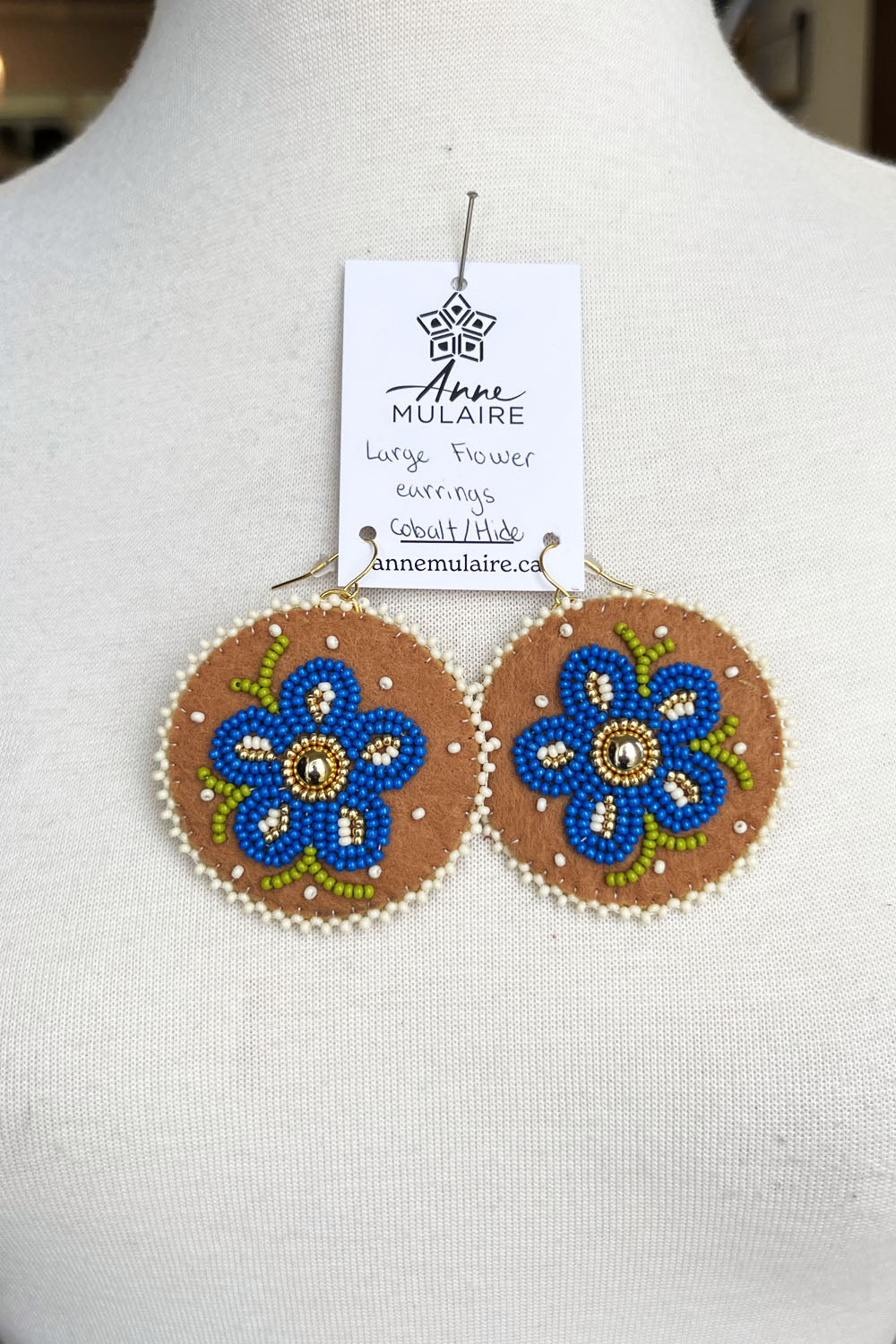 MJ- Metis Large Flower Earrings- Cobalt/Brown