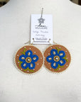 MJ- Metis Large Flower Earrings- Cobalt/Brown