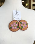 MJ- Metis Large Flower Earrings- Rose/Brown