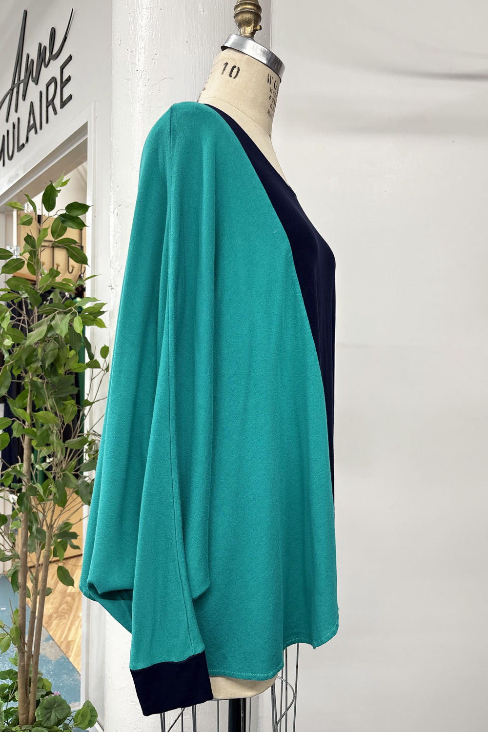 RESALE - Drape Top - Navy/Jade - L/XL- RE601