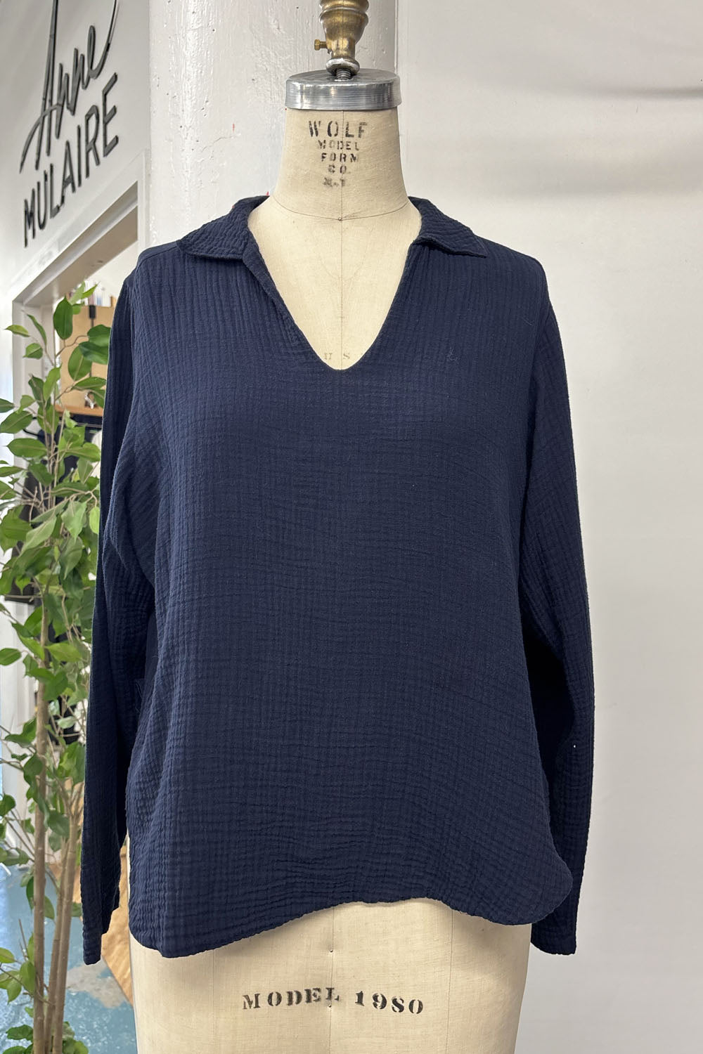 RESALE - Soleil Blouse - Navy - S - RE635