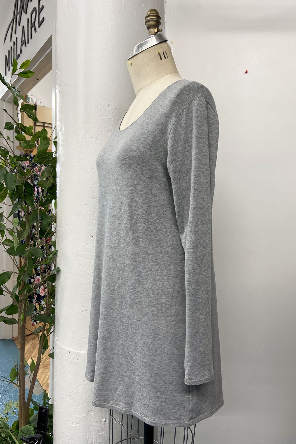 RESALE - Basic Crew Tunic - heather greay - L - RE717