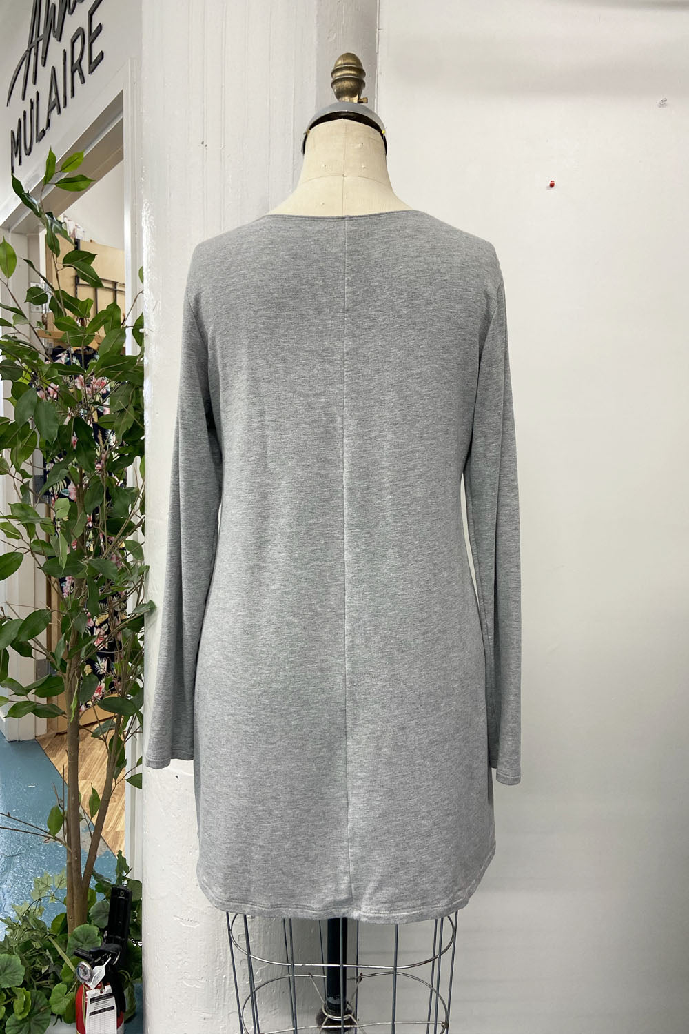 RESALE - Basic Crew Tunic - heather greay - L - RE717