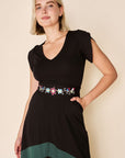 VELORA Dress- Black/ Forest Teal