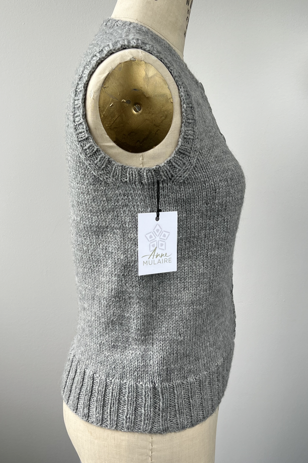 KNITS - Gilet pull tricoté à la main avec boutons - Light Grey Sparkle S