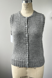 KNITS - Gilet pull tricoté à la main avec boutons - Light Grey Sparkle S