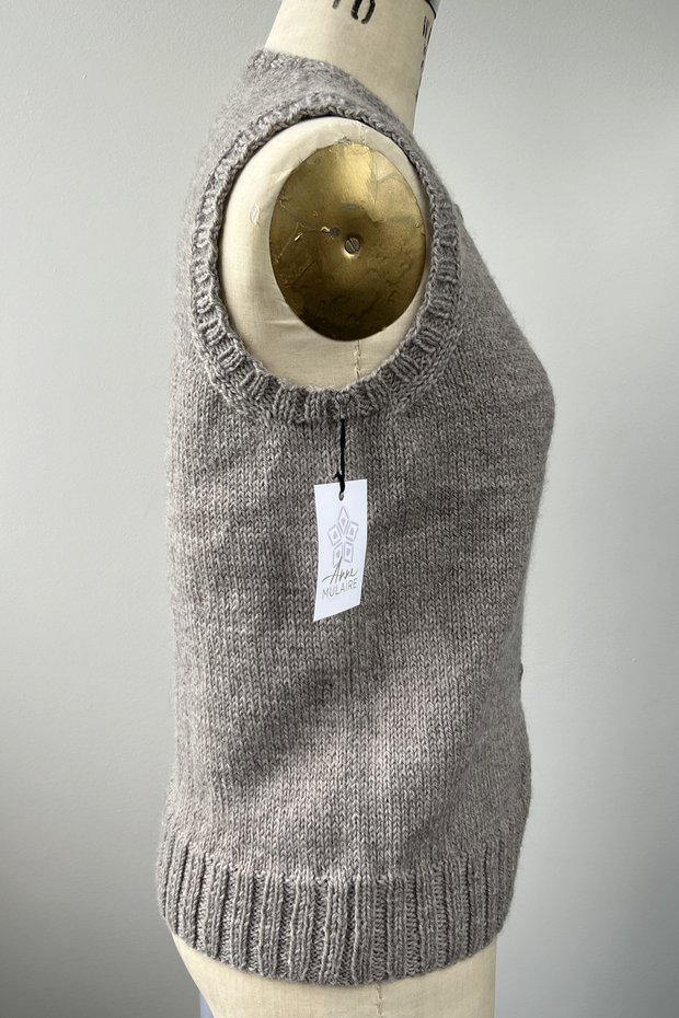 KNITS - Gilet pull tricoté à la main avec boutons - Taupe M