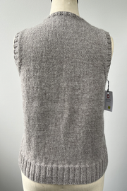 KNITS - Gilet pull tricoté à la main avec boutons - Taupe M