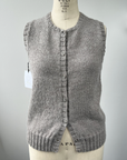 KNITS - Handknit Sweater Vest w/buttons - Taupe M