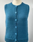 KNITS - Gilet pull tricoté à la main avec boutons - Sarcelle M