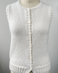 KNITS - Handknit Sweater Vest w/buttons - Winter White M