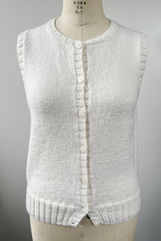 KNITS - Gilet pull tricoté à la main avec boutons - Blanc d’hiver M