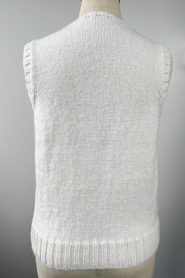 KNITS - Gilet pull tricoté à la main avec boutons - Blanc d’hiver M